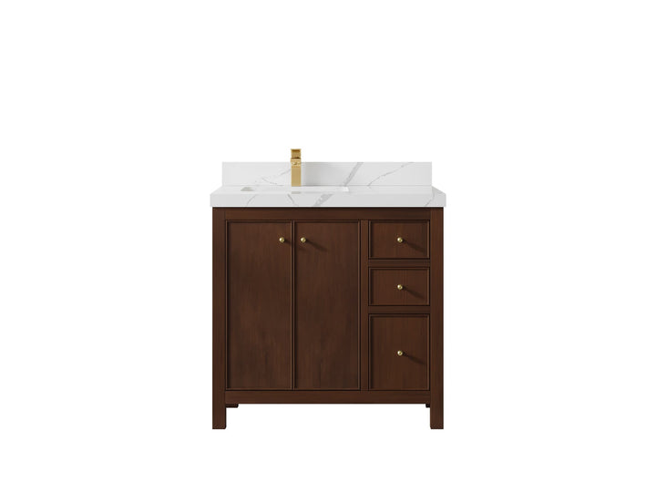 Chicago Teak 36 in. W x 22 in. D Left Offset Sink Bathroom Vanity - photo 16