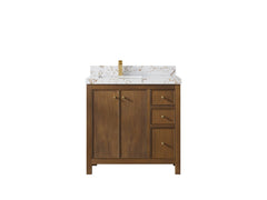 Chicago Teak 36 in. W x 22 in. D Left Offset Sink Bathroom Vanity - photo 36