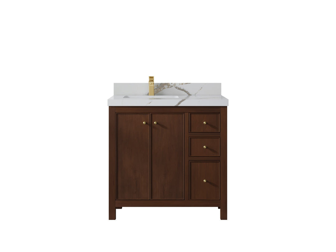 Chicago Teak 36 in. W x 22 in. D Left Offset Sink Bathroom Vanity - Willow Bath and Vanity