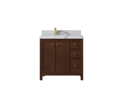 Chicago Teak 36 in. W x 22 in. D Left Offset Sink Bathroom Vanity - photo 14