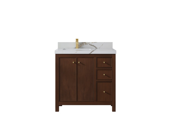 Chicago Teak 36 in. W x 22 in. D Left Offset Sink Bathroom Vanity - photo 14