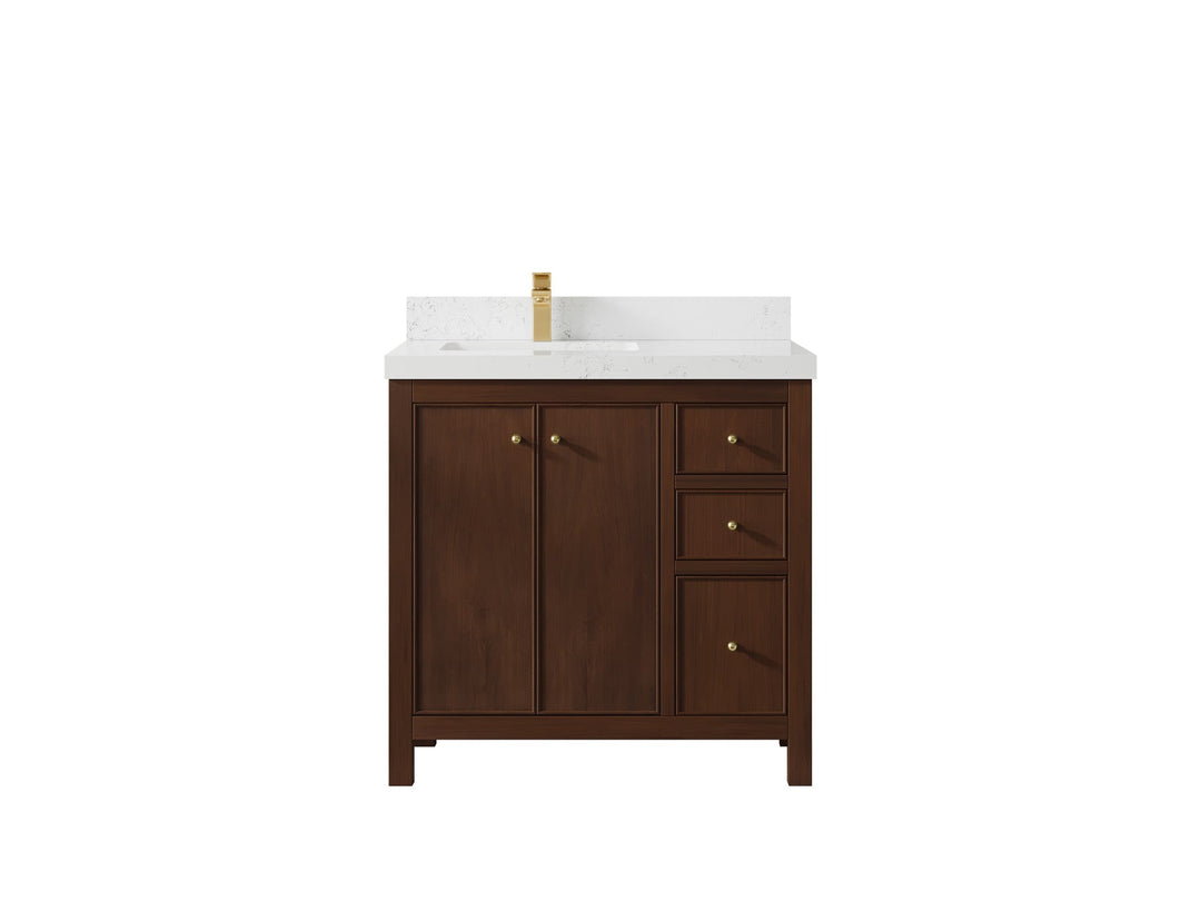 Chicago Teak 36 in. W x 22 in. D Left Offset Sink Bathroom Vanity - Willow Bath and Vanity