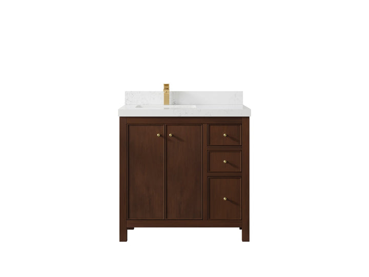 Chicago Teak 36 in. W x 22 in. D Left Offset Sink Bathroom Vanity - photo 28