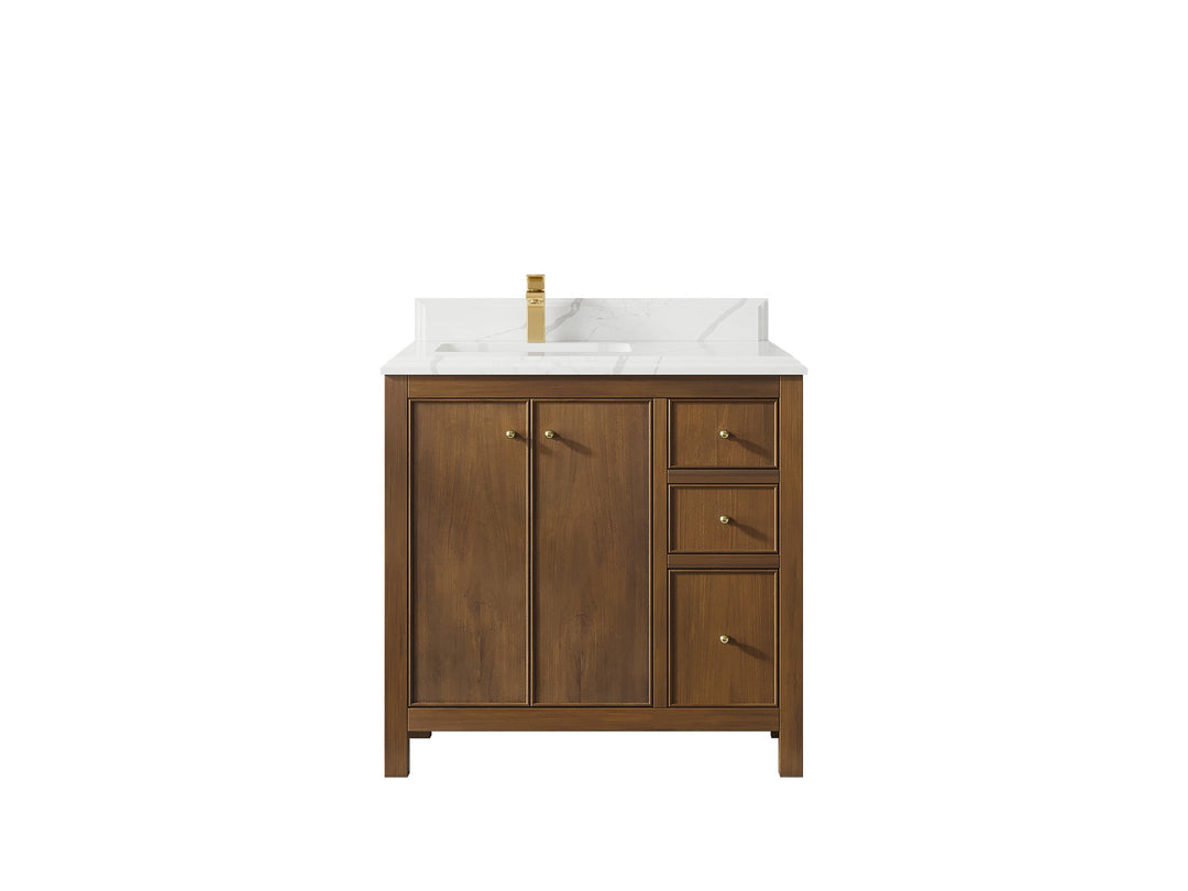 Chicago Teak 36 in. W x 22 in. D Left Offset Sink Bathroom Vanity - Willow Bath and Vanity