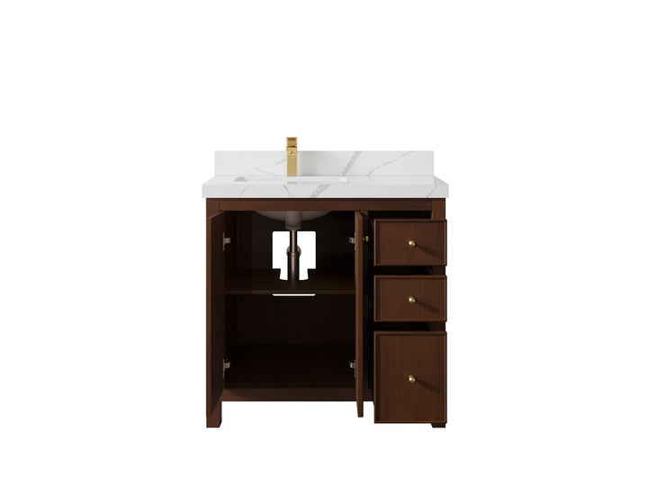 Chicago Teak 36 in. W x 22 in. D Left Offset Sink Bathroom Vanity - photo 2