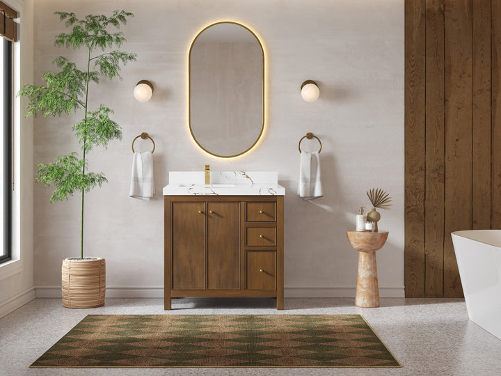 Chicago Teak 36 in. W x 22 in. D Left Offset Sink Bathroom Vanity - photo 4