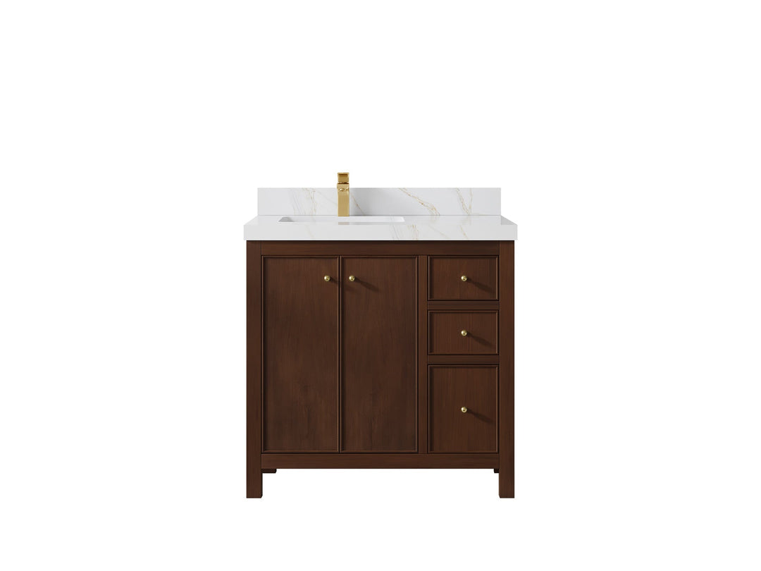 Chicago Teak 36 in. W x 22 in. D Left Offset Sink Bathroom Vanity - Willow Bath and Vanity