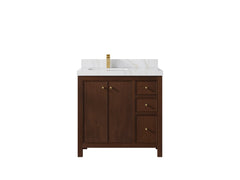 Chicago Teak 36 in. W x 22 in. D Left Offset Sink Bathroom Vanity - photo 20