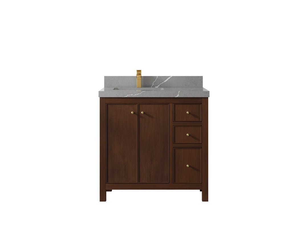 Chicago Teak 36 in. W x 22 in. D Left Offset Sink Bathroom Vanity - Willow Bath and Vanity