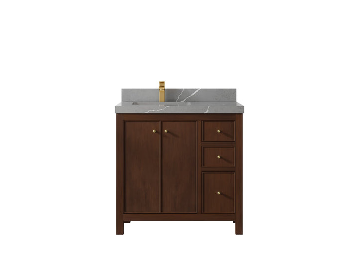 Chicago Teak 36 in. W x 22 in. D Left Offset Sink Bathroom Vanity - photo 32
