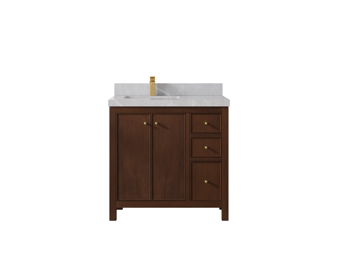 Chicago Teak 36 in. W x 22 in. D Left Offset Sink Bathroom Vanity - Willow Bath and Vanity
