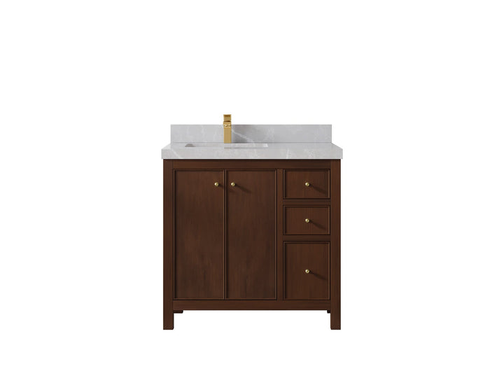 Chicago Teak 36 in. W x 22 in. D Left Offset Sink Bathroom Vanity - photo 30