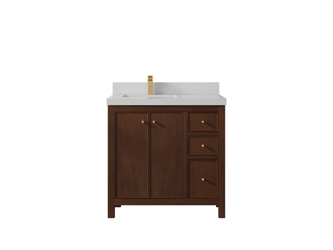 Chicago Teak 36 in. W x 22 in. D Left Offset Sink Bathroom Vanity - Willow Bath and Vanity