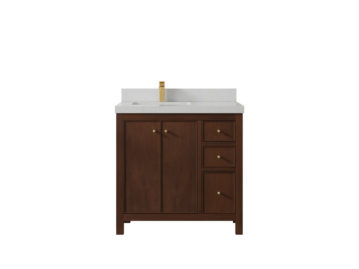 Chicago Teak 36 in. W x 22 in. D Left Offset Sink Bathroom Vanity - photo 10