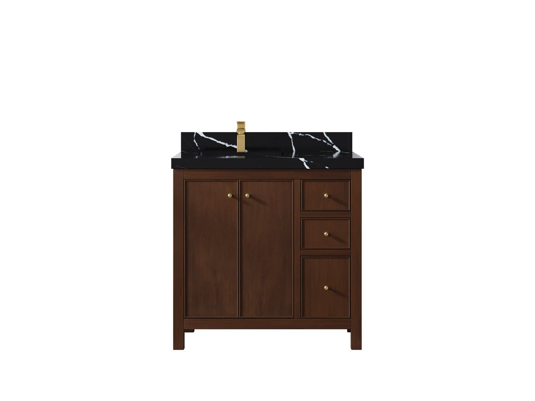 Chicago Teak 36 in. W x 22 in. D Left Offset Sink Bathroom Vanity - Willow Bath and Vanity