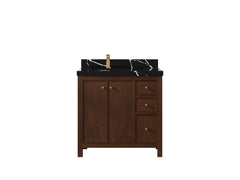 Chicago Teak 36 in. W x 22 in. D Left Offset Sink Bathroom Vanity - photo 12