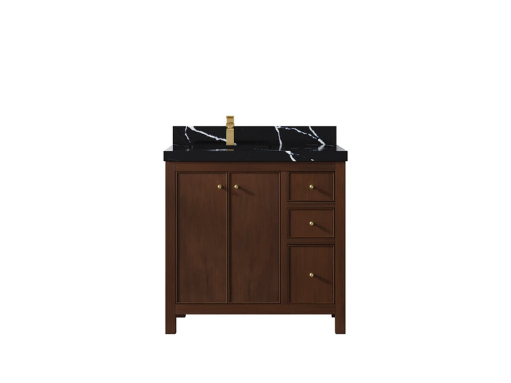 Chicago Teak 36 in. W x 22 in. D Left Offset Sink Bathroom Vanity - photo 12