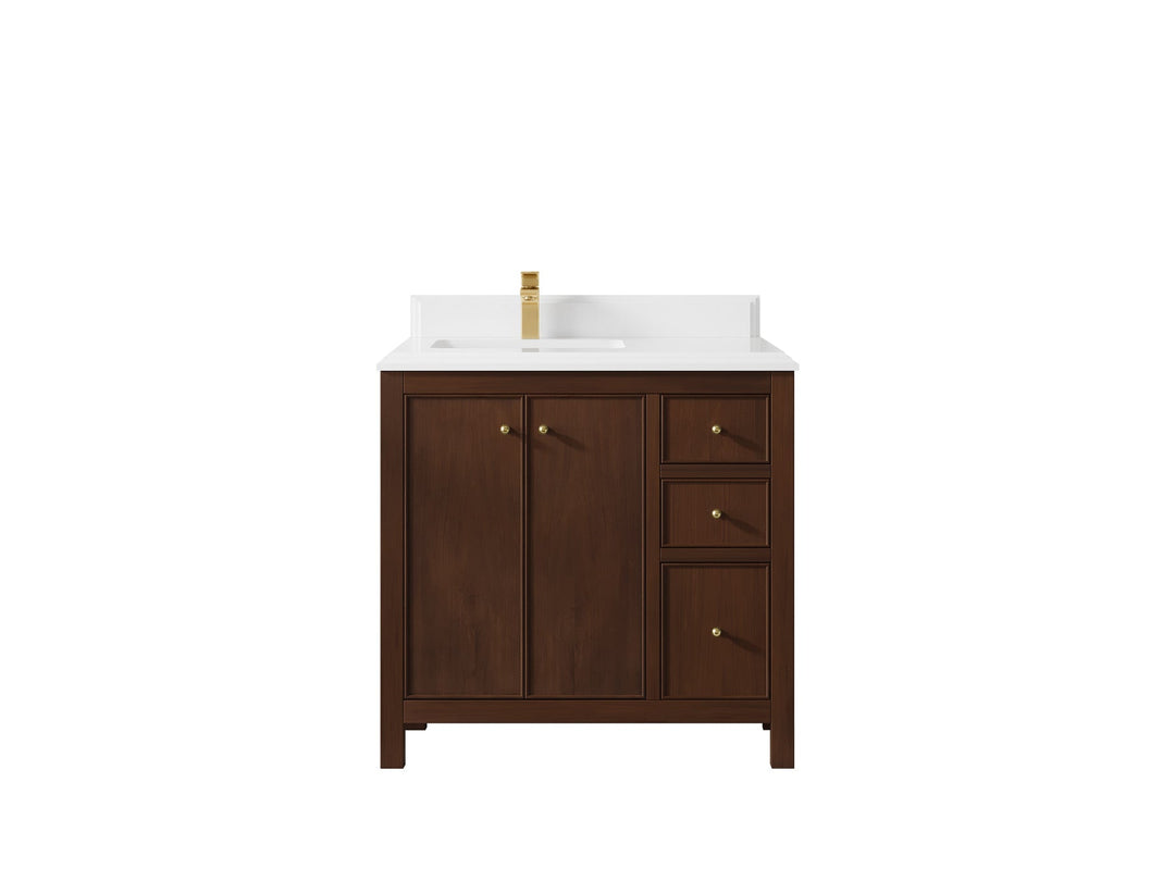 Chicago Teak 36 in. W x 22 in. D Left Offset Sink Bathroom Vanity - Willow Bath and Vanity