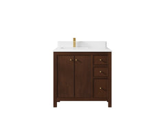 Chicago Teak 36 in. W x 22 in. D Left Offset Sink Bathroom Vanity - photo 26
