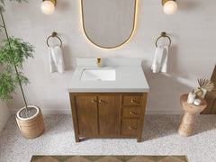 Chicago Teak 36 in. W x 22 in. D Left Offset Sink Bathroom Vanity - photo 11