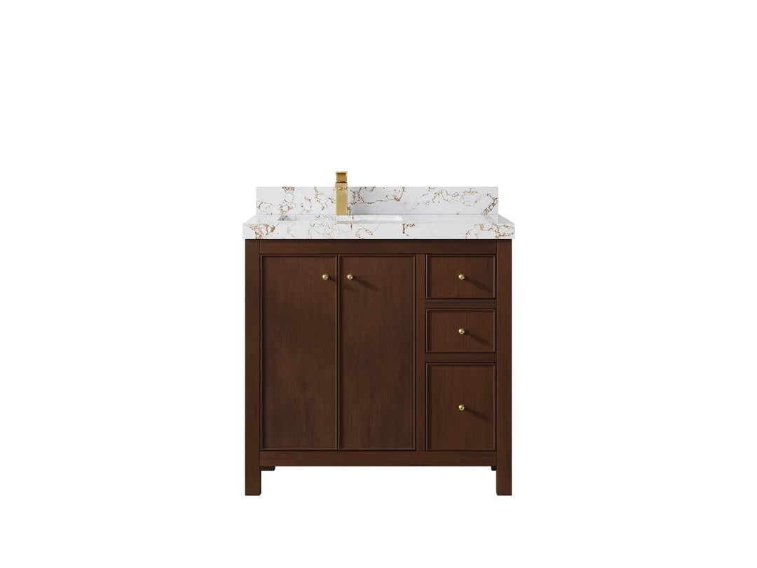 Chicago Teak 36 in. W x 22 in. D Left Offset Sink Bathroom Vanity - Willow Bath and Vanity