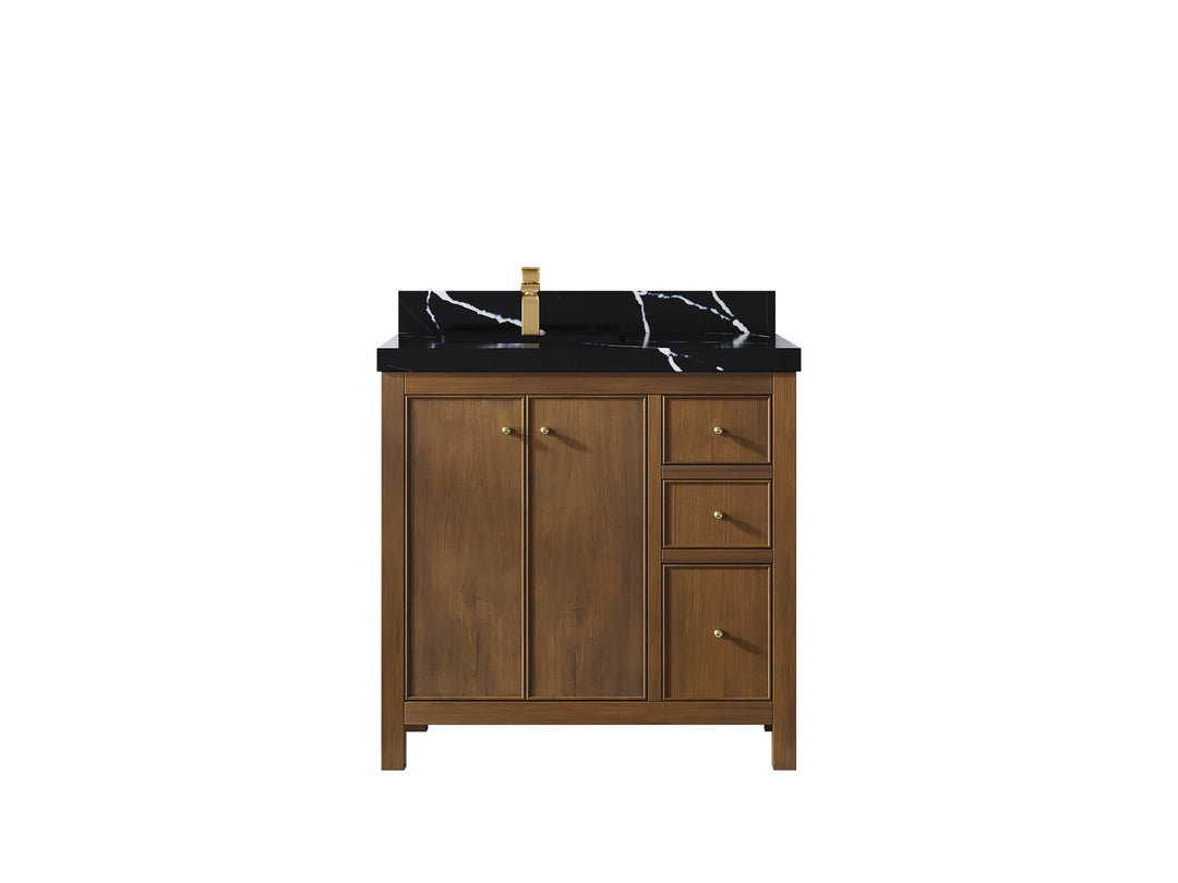 Chicago Teak 36 in. W x 22 in. D Left Offset Sink Bathroom Vanity - Willow Bath and Vanity
