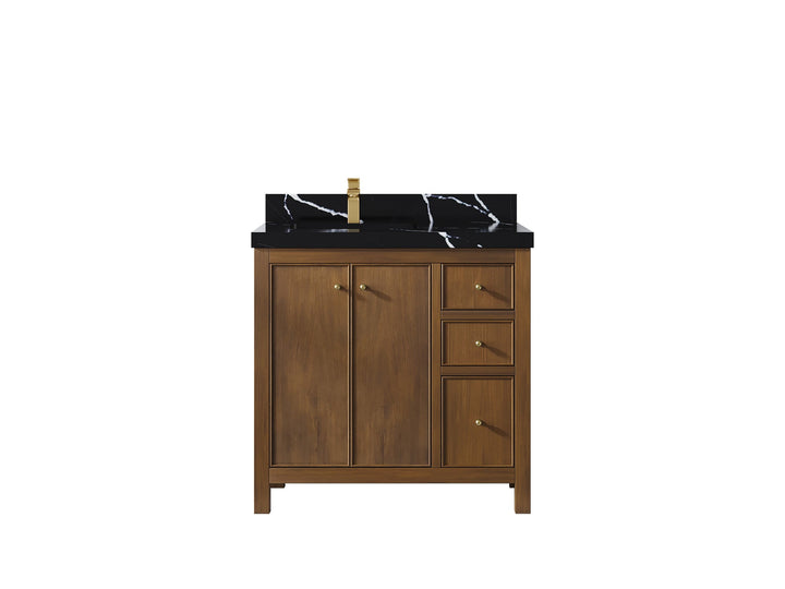 Chicago Teak 36 in. W x 22 in. D Left Offset Sink Bathroom Vanity - photo 8