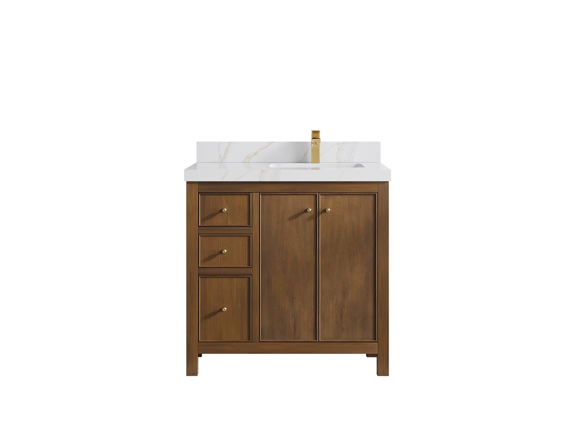 Chicago Teak 36 in. W x 22 in. D Right Offset Sink Bathroom Vanity - Willow Bath and Vanity