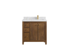 Chicago Teak 36 in. W x 22 in. D Right Offset Sink Bathroom Vanity - photo 20