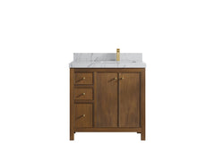 Chicago Teak 36 in. W x 22 in. D Right Offset Sink Bathroom Vanity - photo 40