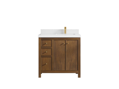 Chicago Teak 36 in. W x 22 in. D Right Offset Sink Bathroom Vanity - Willow Bath and Vanity