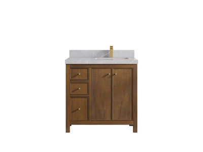 Chicago Teak 36 in. W x 22 in. D Right Offset Sink Bathroom Vanity - Willow Bath and Vanity