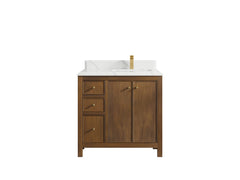 Chicago Teak 36 in. W x 22 in. D Right Offset Sink Bathroom Vanity - photo 22