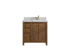 Chicago Teak 36 in. W x 22 in. D Right Offset Sink Bathroom Vanity - photo 14
