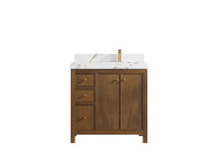 Chicago Teak 36 in. W x 22 in. D Right Offset Sink Bathroom Vanity - photo 34