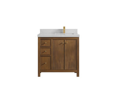 Chicago Teak 36 in. W x 22 in. D Right Offset Sink Bathroom Vanity - photo 1