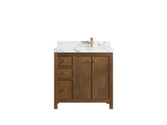 Chicago Teak 36 in. W x 22 in. D Right Offset Sink Bathroom Vanity - photo 38