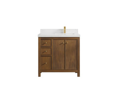 Chicago Teak 36 in. W x 22 in. D Right Offset Sink Bathroom Vanity - photo 28