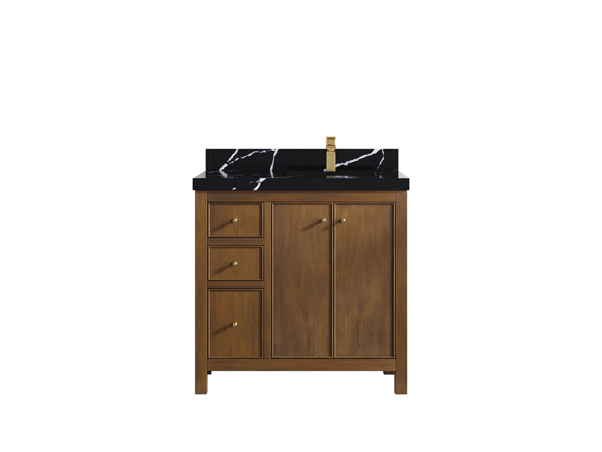 Chicago Teak 36 in. W x 22 in. D Right Offset Sink Bathroom Vanity - Willow Bath and Vanity