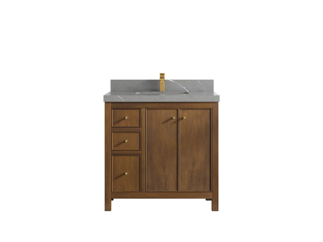 Chicago Teak 36" W x 22" D Center Sink Bathroom Vanity - Willow Bath and Vanity