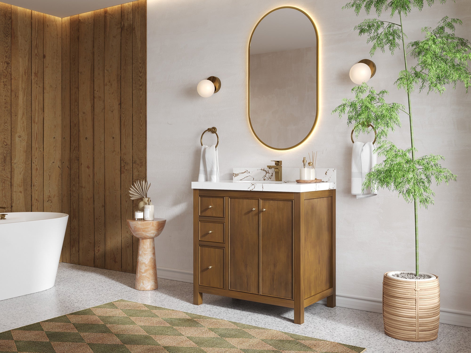 Chicago Teak 36" W x 22" D Center Sink Bathroom Vanity - Willow Bath and Vanity