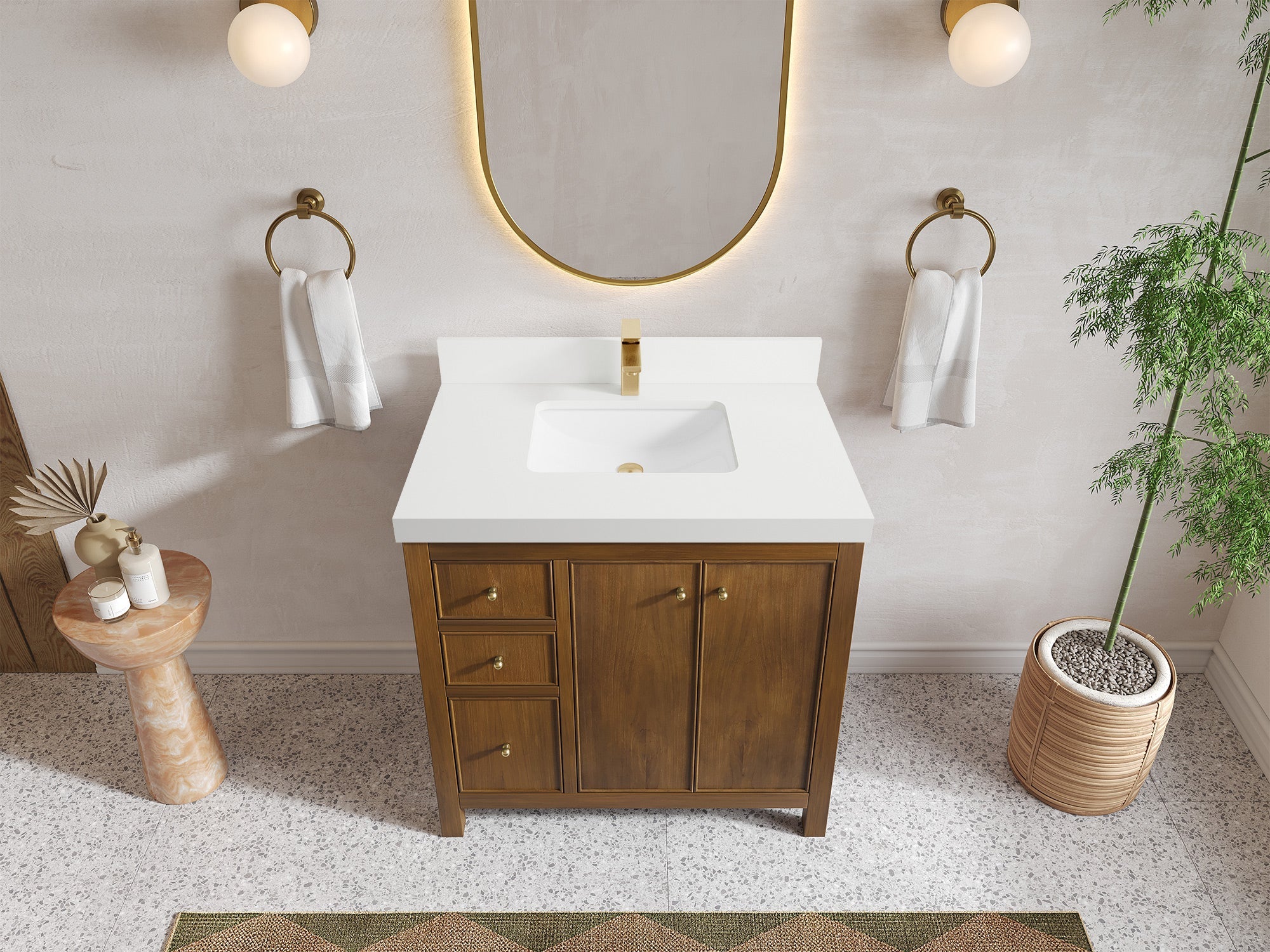 Chicago Teak 36" W x 22" D Center Sink Bathroom Vanity - Willow Bath and Vanity