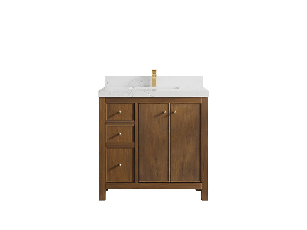 Chicago Teak 36" W x 22" D Center Sink Bathroom Vanity - Willow Bath and Vanity