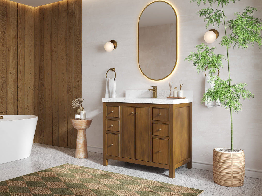 Chicago Teak 42 in. W x 22 in. D Single Sink Bathroom Vanity - Willow Bath and Vanity