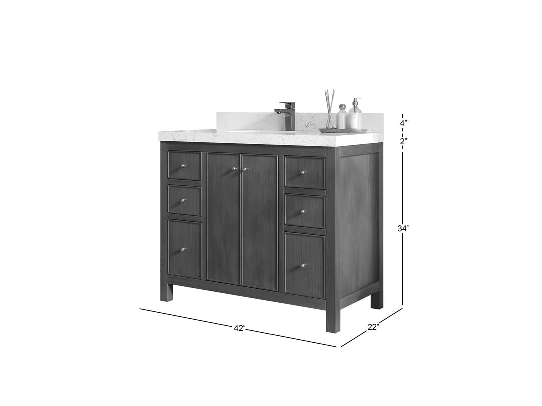 Chicago Teak 42 in. W x 22 in. D Single Sink Bathroom Vanity - Willow Bath and Vanity