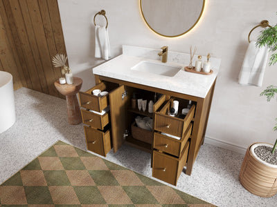 Chicago Teak 42 in. W x 22 in. D Single Sink Bathroom Vanity - Willow Bath and Vanity