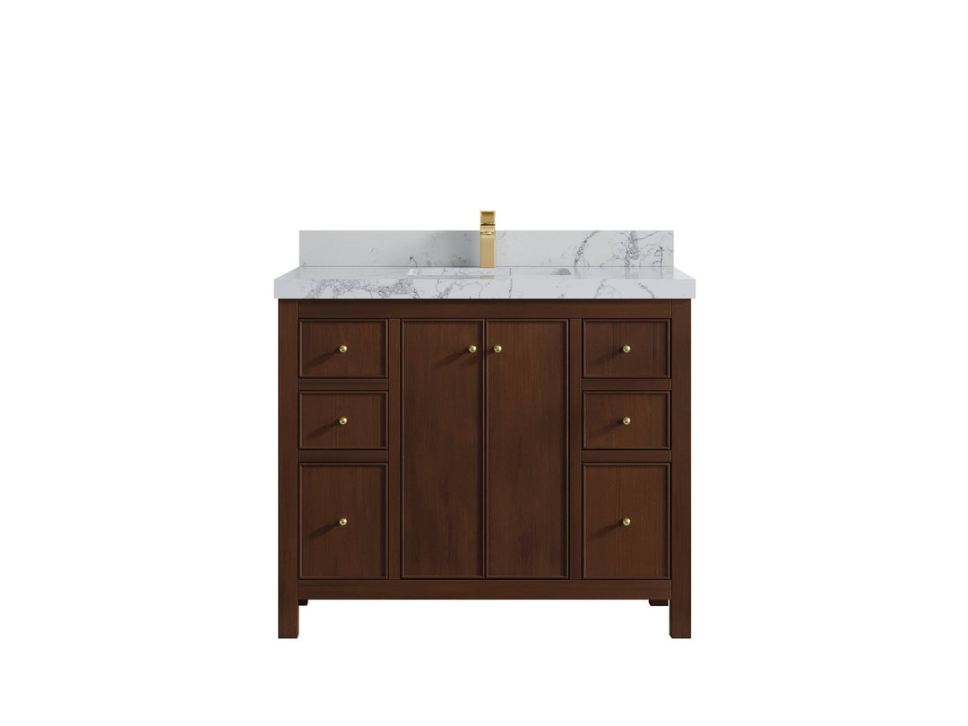 Chicago Teak 42 in. W x 22 in. D Single Sink Bathroom Vanity - Willow Bath and Vanity