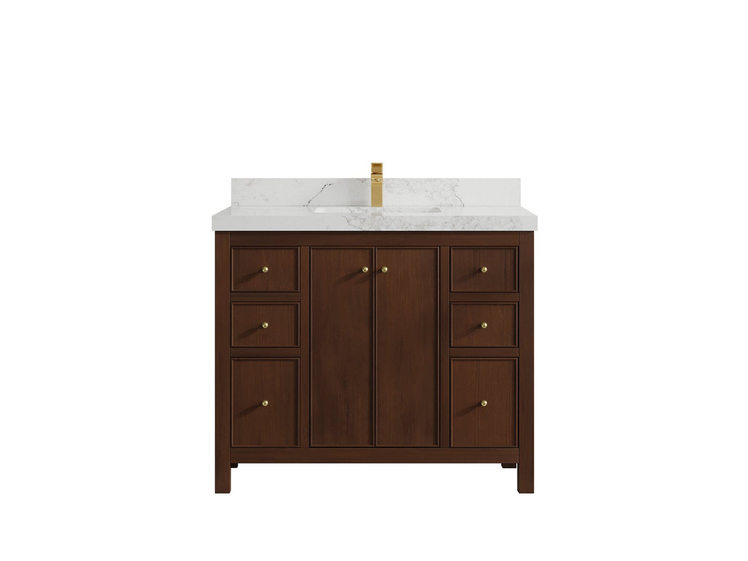 Chicago Teak 42 in. W x 22 in. D Single Sink Bathroom Vanity - Willow Bath and Vanity