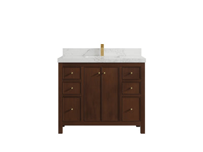 Chicago Teak 42 in. W x 22 in. D Single Sink Bathroom Vanity - Willow Bath and Vanity