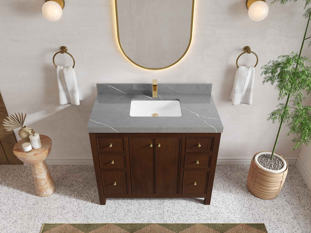 Chicago Teak 42 in. W x 22 in. D Single Sink Bathroom Vanity - Willow Bath and Vanity